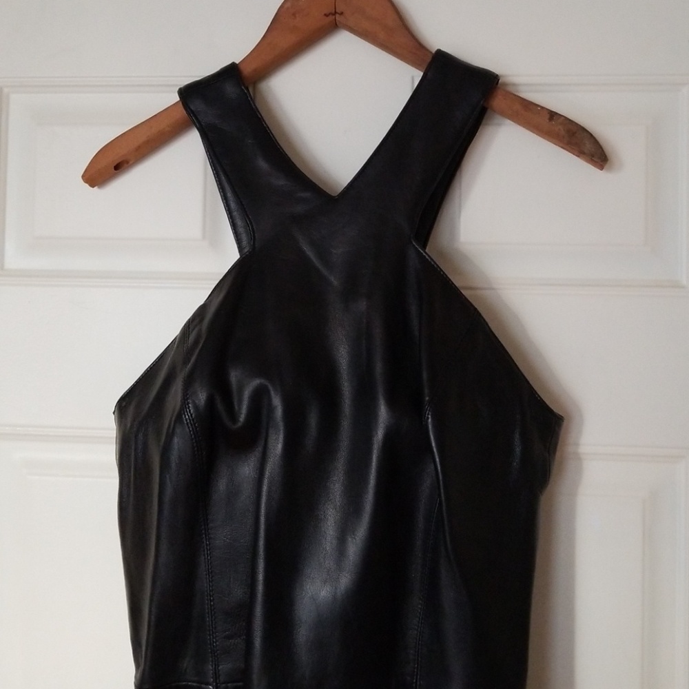 Vintage 1990 Vakko Leather Dress